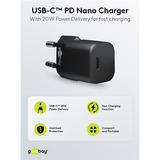 goobay Apple Lightning / USB-C PD-Ladeset nano 20 Watt, Ladegerät schwarz, PD, 1 Meter Kabel