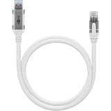 goobay Ethernet-Kabel USB-A 3.2 Gen1 Stecker > RJ-45 Stecker, LAN-Adapter weiß, 3 Meter, geflochtener Textilmantel