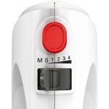 Bosch Home Handmixer CleverMixx MFQ2600W weiß/rot, 375 Watt, mit Schüssel und Geräteständer