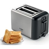 Bosch Home Kompakt-Toaster DesignLine TAT3P420DE edelstahl/schwarz, 970 Watt, für 2 Scheiben Toast