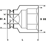 Bosch Steckschlüssel SW19, 3/4" schwarz, Impact Control