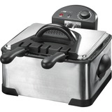 Clatronic FR 3195, Fritteuse edelstahl/schwarz, Doppel-Kaltzone-Fritteuse