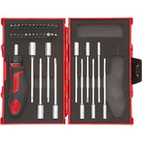 GEDORE Red Werkzeugsatz T-Griff mit Knarre, 1/4", 37-teilig, Steckschlüssel rot/schwarz