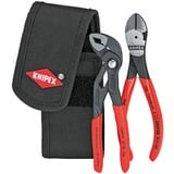 KNIPEX Mini-Zangenset 002072V02, 2-teilig, Zangen-Set rot/schwarz, in Werkzeug-Gürteltasche