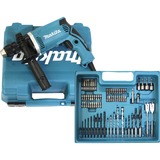 Makita Schlagbohrmaschine HP1631KX3 blau/schwarz, Transportkoffer, 710 Watt, inklusive 74-teilgem Zubehörset