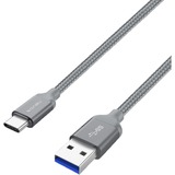 Nevox USB 3.2 Gen 1 Kabel, USB-A Stecker > USB-C Stecker grau, 2 Meter, gesleevt