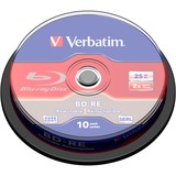 Verbatim BD-RE 25 GB, Blu-ray-Rohlinge 2fach, 10 Stück, White Blue Surface, Lite Retail