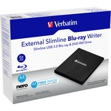 Verbatim External Slimline USB 3.0-Blu-ray-Brenner, externer Blu-ray-Brenner schwarz