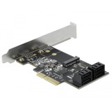 DeLOCK 4 Port SATA und 1 Slot M.2 Key B PCI Express x4 Karte - Low Profile Formfaktor, Adapter 