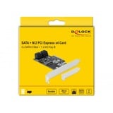 DeLOCK 4 Port SATA und 1 Slot M.2 Key B PCI Express x4 Karte - Low Profile Formfaktor, Adapter 