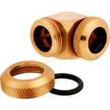 Corsair XF Hardline 90° 12mm OD Fitting Twin Pack, Verbindung gold, kompatibel mit 12 mm OD-Hardline Tubing