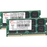 G.Skill SO-DIMM 8 GB DDR3-1333 (2x 4 GB) Dual-Kit, Arbeitsspeicher F3-10666CL9D-8GBSQ, Lite Retail