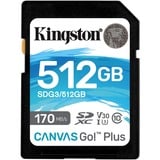 Kingston Canvas Go! Plus 512 GB SDXC, Speicherkarte schwarz, UHS-I U3, Class 10, V30