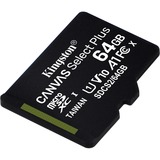 Kingston Canvas Select Plus 64 GB microSDXC, Speicherkarte schwarz, UHS-I U1, Class 10, V10, A1