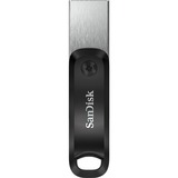 SanDisk iXpand Go 128 GB, USB-Stick schwarz/silber, USB-A 3.2 Gen 1, Apple Lightning Connector