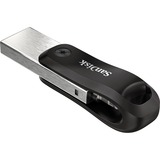 SanDisk iXpand Go 128 GB, USB-Stick schwarz/silber, USB-A 3.2 Gen 1, Apple Lightning Connector