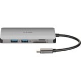 D-Link DUB-M810 8‑In‑1 USB‑C Hub, Dockingstation grau, HDMI, USB-C PD, RJ-45