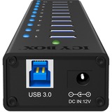 ICY BOX IB-AC6110, USB-Hub schwarz, 10x USB 3.0, inkl. Ladeanschluss