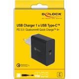 DeLOCK USB Ladegerät 1x USB-C, 27 Watt schwarz, PD 3.0, Qualcomm Quick Charge 4+