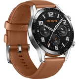 Huawei Watch GT2 46mm Classic, Smartwatch silber, Armband: Pebble Brown, Leder