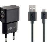 goobay Micro USB Dual Ladeset 2,4 A, Ladegerät schwarz
