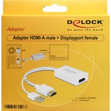 DeLOCK Adapter, USB-A + HDMI Stecker > DisplayPort Buchse weiß, 25cm