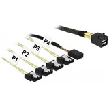 DeLOCK Adapterkabel Mini SAS HD SFF-8643 > 4x SATA 7Pin schwarz, 1 Meter, mit Sideband