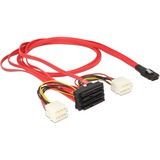 DeLOCK Adapterkabel mini-SAS SFF-8087 > 4x SAS + Power rot/schwarz, 1 Meter