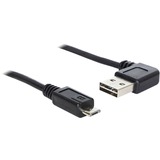 DeLOCK EASY-USB 2.0 Kabel, USB-A Stecker 90° > Micro-USB Stecker schwarz, 3 Meter, rechts / links abgewinkelt