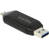 DeLOCK Micro USB OTG Kartenleser + USB 3.0 A Stecker schwarz