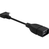 DeLOCK USB 2.0 Adapter, Micro USB Stecker 90° > USB-A Buchse schwarz, 11cm, OTG Funktion (On-The-Go), rechts / links abgewinkelt