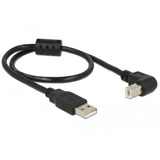 DeLOCK USB 2.0 Kabel, USB-A Stecker > USB-B Stecker 90° schwarz, 0,5 Meter, nach oben / unten abgewinkelt