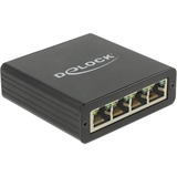 DeLOCK USB 3.2 Gen 1 Adapter, USB-A Stecker > 4x RJ-45 Buchse schwarz, Gigabit LAN, inkl. 80cm USB-Verlängerungskabel