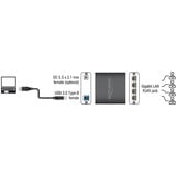 DeLOCK USB 3.2 Gen 1 Adapter, USB-A Stecker > 4x RJ-45 Buchse schwarz, Gigabit LAN, inkl. 80cm USB-Verlängerungskabel