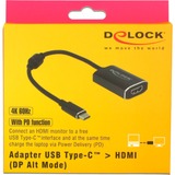 DeLOCK USB Adapter, USB-C Stecker > HDMI 4K Buchse dunkelgrau, 20cm, PD, Laden mit bis zu 60 Watt