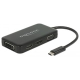 DeLOCK USB Adapter, USB-C Stecker > VGA + HDMI + DVI + DisplayPort Buchse schwarz, 15cm