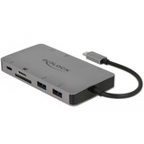 DeLOCK USB-C Dockingsstation 4K, Dockingstation silber, HDMI, VGA, USB-A, RJ-45