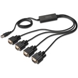 Digitus USB 2.0 Adapterkabel, USB-A Stecker > 4x Seriell RS232 Stecker schwarz, 1,5 Meter
