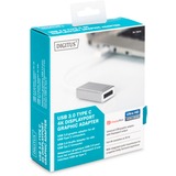 Digitus USB Adapter, USB-C Stecker > DisplayPort 4K Buchse weiß/silber, 20cm