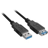 Sharkoon USB 3.2 Gen 1 Verlängerungskabel, USB-A Stecker > USB-A Buchse schwarz, 1 Meter