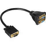 goobay Adapter 1x SVGA > 2x SVGA, Y-Kabel schwarz, 22 cm