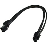 Phobya PCI-E-Stromadapter 6-Pin auf 6+2-Pin schwarz, 30 cm