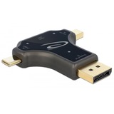 DeLOCK Adapter USB-C + DisplayPort + mini DisplayPort Stecker > HDMI Buchse anthrazit, 3in1 Monitoradapter