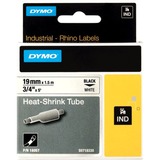 Dymo Rhino IND ORIGINAL Heißschrumpfschlauch 19mm x 1,5m, schwarz auf weiß, Etiketten- Schrumpfschlauch für Durchmesser 4,64-8,70 mm, 18057