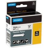 Dymo Rhino IND ORIGINAL Schriftband Flexibles Nylon 19mm x 3,5m, schwarz auf weiß permanent haftend, 18489