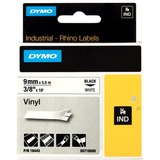 Dymo Rhino IND ORIGINAL Schriftband Vinyl 9mm x 5,5m, schwarz auf weiß permanent klebend, 18443