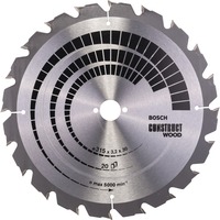 Bosch Professional PRO Construct Wood Kreissägeblatt, Ø 315mm, 20Z Bohrung 30mm, für Tischkreissägen