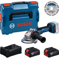 Bosch Professional Werkzeug Set Akku Winkelschleifer 18 Volt mit 2 Akkus 5.0 Amperestunden und Trennscheibe 125 in L-BOXX, Werkzeug-Set Boxed