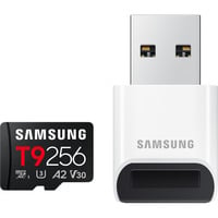 Samsung T9 microSDXC 256 GB, Speicherkarte schwarz, mit USB-Kartenleser