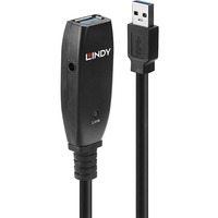 Lindy USB 3.2 Gen 1 Aktivverlängerungskabel Slim, USB-A Stecker > USB-A Buchse schwarz, 15 Meter